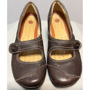 Clarks UnStructured Shoes Brown Leather Comfort Mary Jane 9 Gently Preloved
